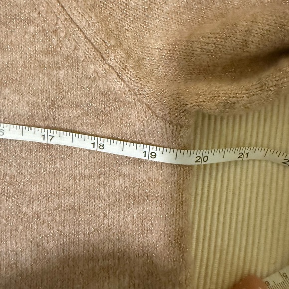 Lauren Conrad Pink Beige Heart Sweater Metallic Shimmer Tunic Medium Pullover - Picture 7 of 7
